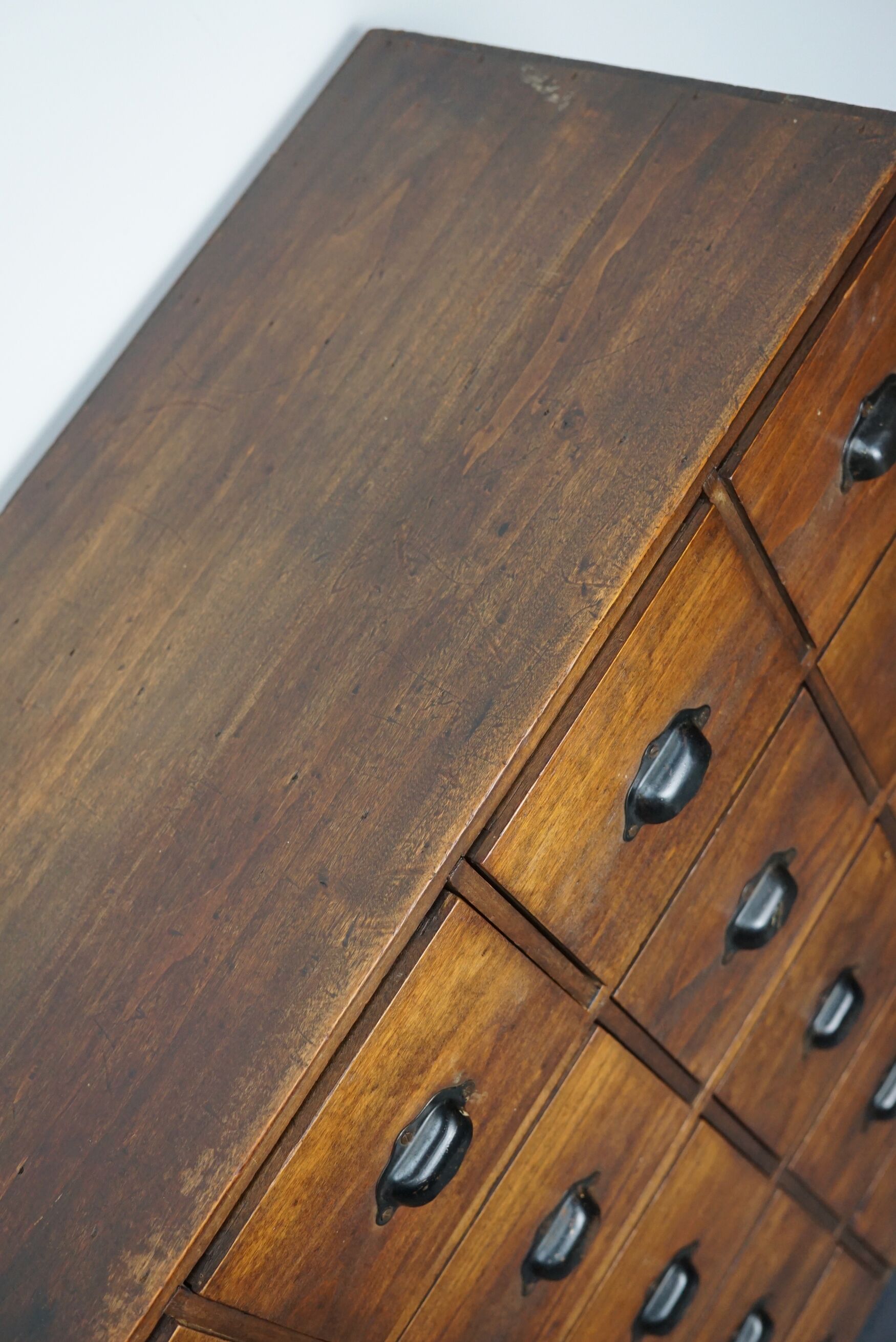 French fruitwood apothecary cabinet, ca 1950s
