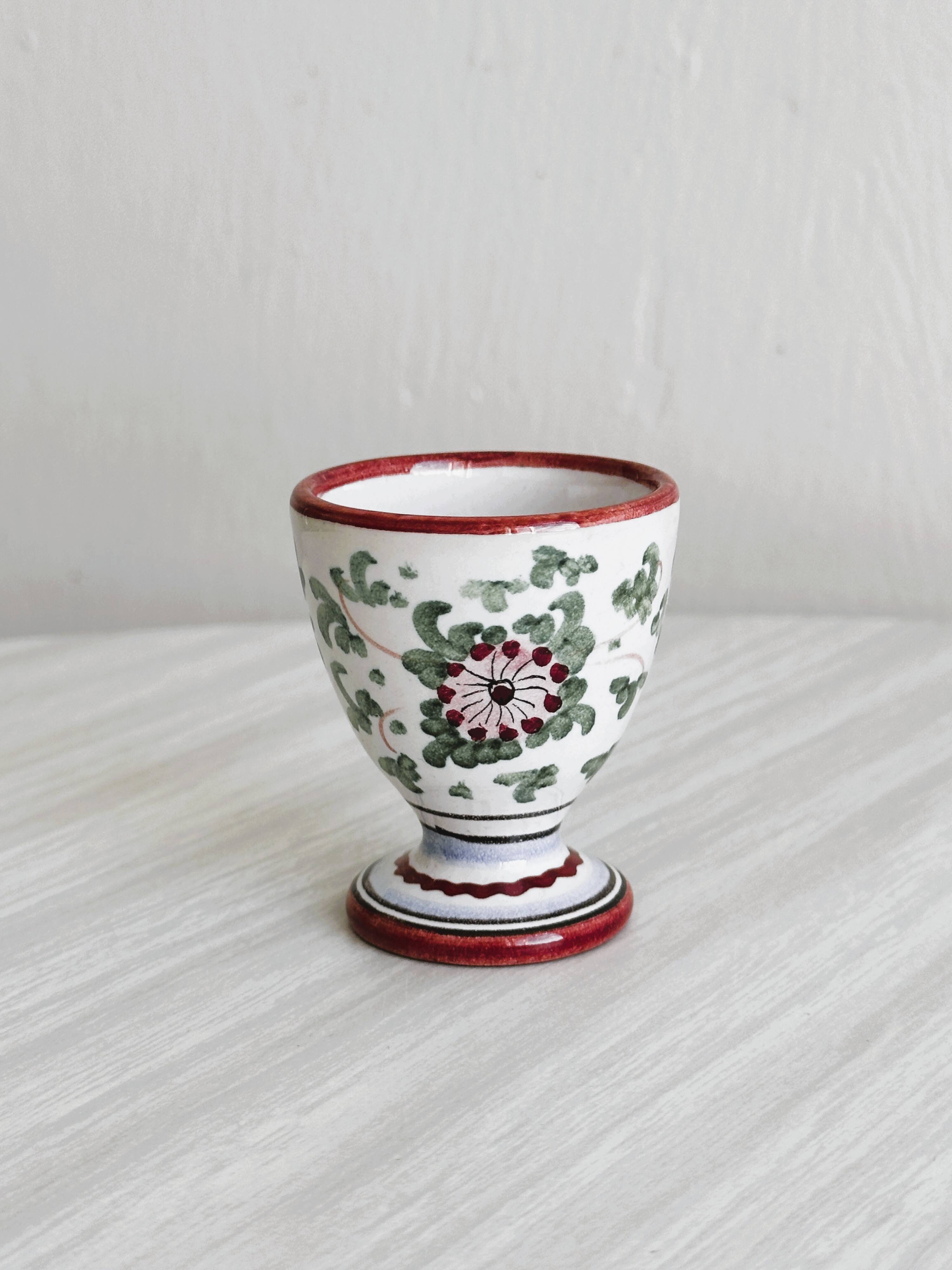 small vintage hand-painted ceramic egg cup