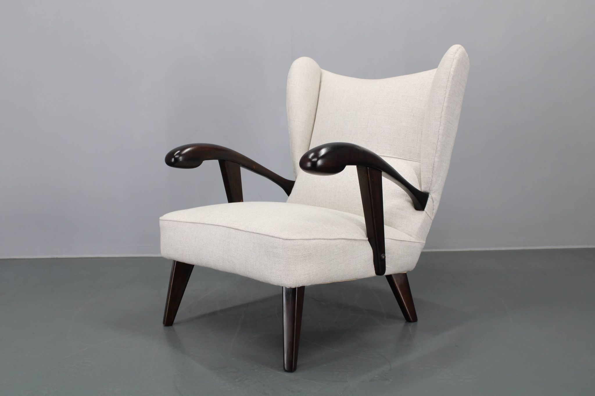 1950s Restored Wing Chair , Czechoslovakia