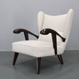 1950s Restored Wing Chair , Czechoslovakia