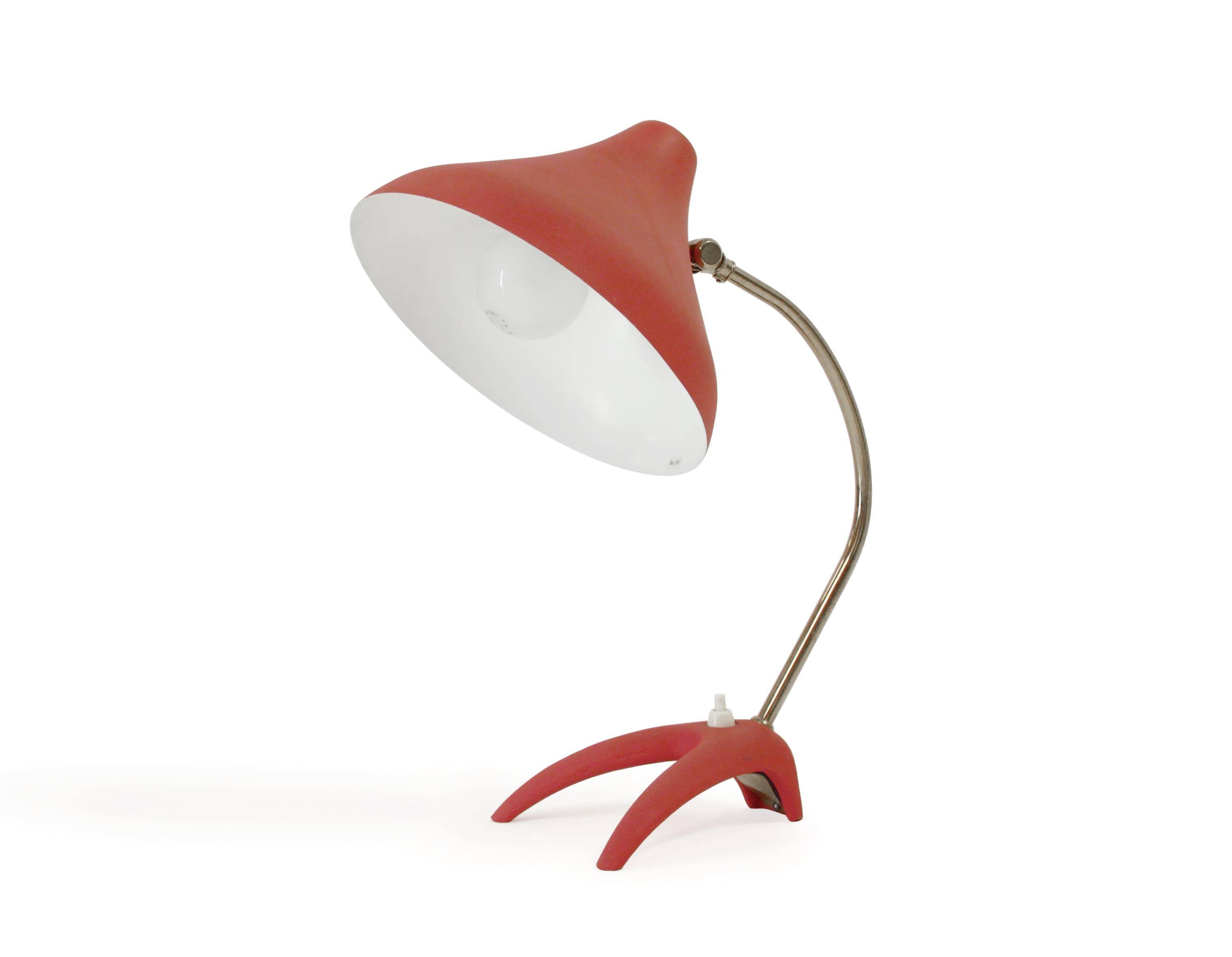 Lampe de bureau rouge Ewa Varnamo, années 1950