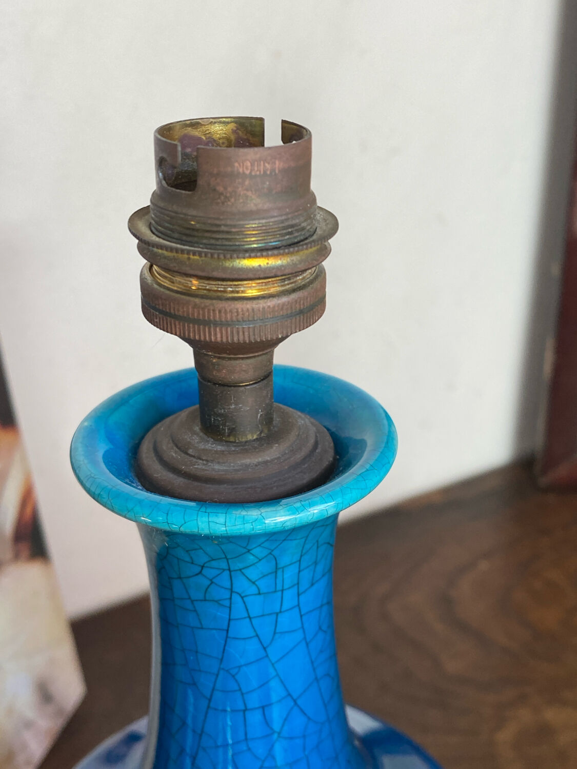 Pair of crackled ceramic lamps