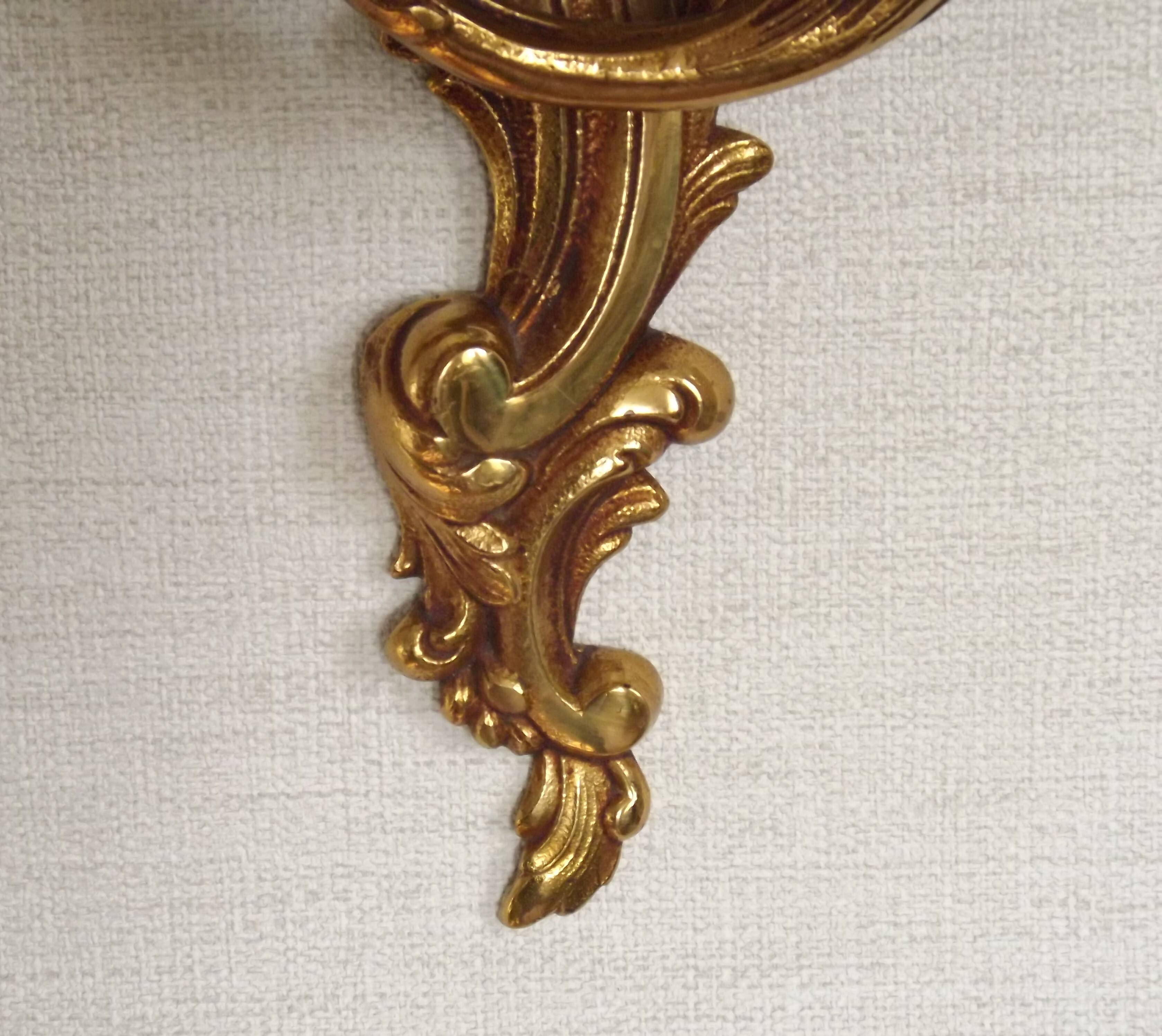 Stylish Vintage French Bronze Double Wall Sconces with Acanthus Leaf Detail