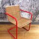 Chaise cantilever rotin et métal design 1980
