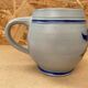 Set of 3 Beer Pint Mugs Stoneware Grey Vintage Blue Flower Decor