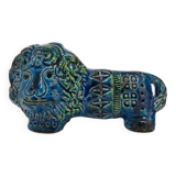 Vintage Lion statue, design Aldo Londi for Bitossi, Rimini blue series