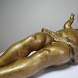 Small cherub, putto in old gilded bronze, 19th century decorative element
