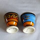 Pair of egg cups, earthenware, Quimper.