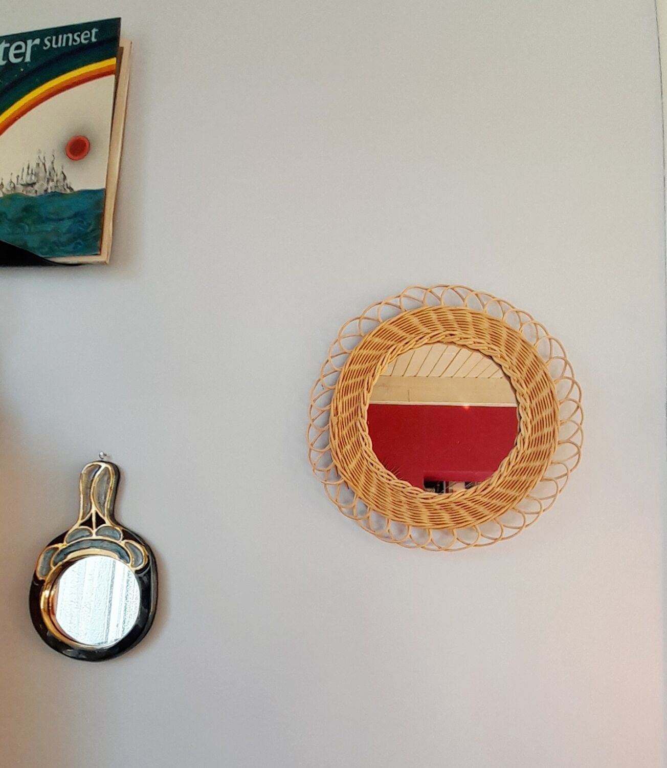 Braided wicker mirror