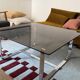 Table basse verre fumé pieds chromés
