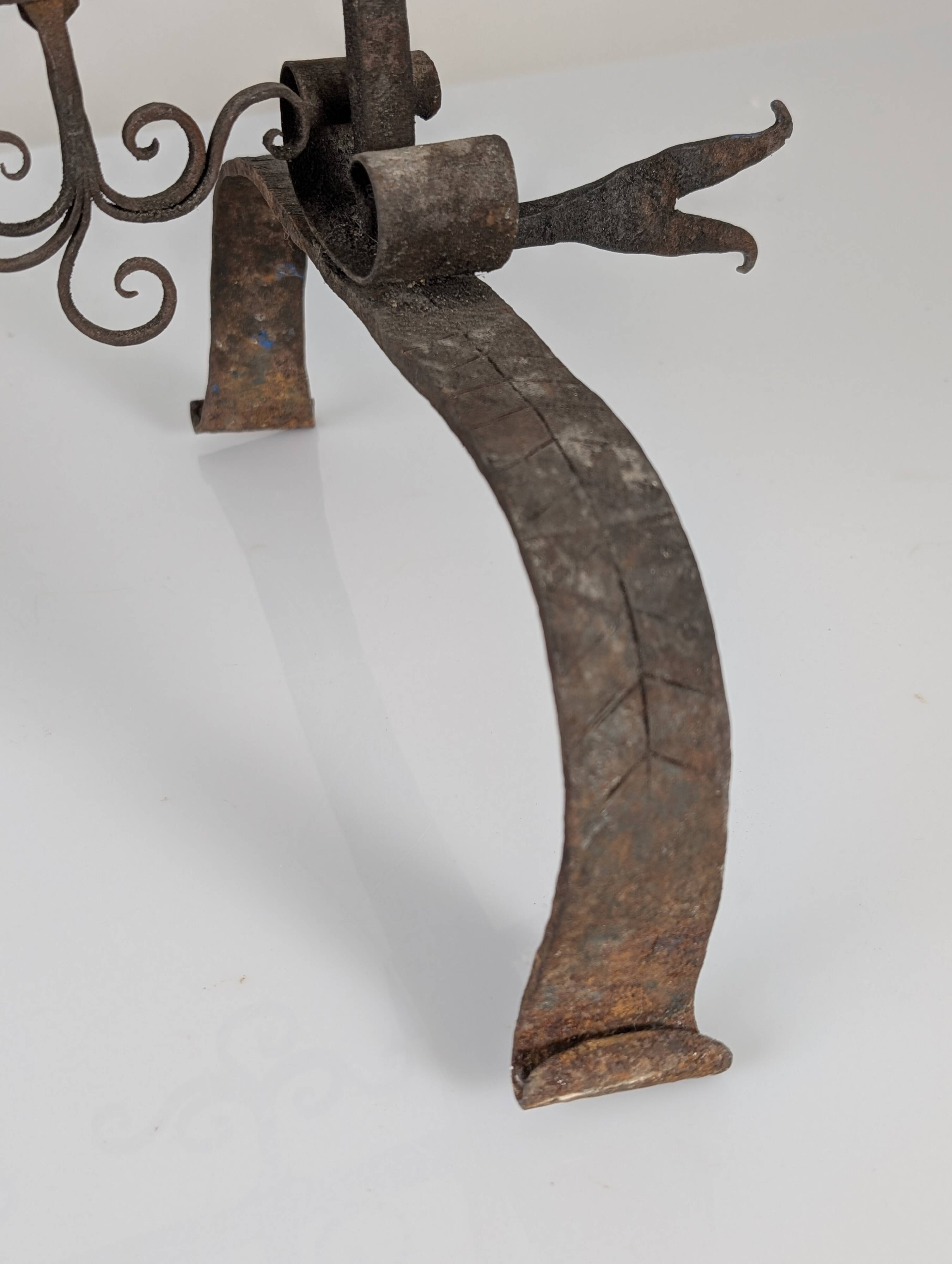 Spanish Wrought Iron Fireplace Screen Candelabra, Arts and Crafts, 1880s