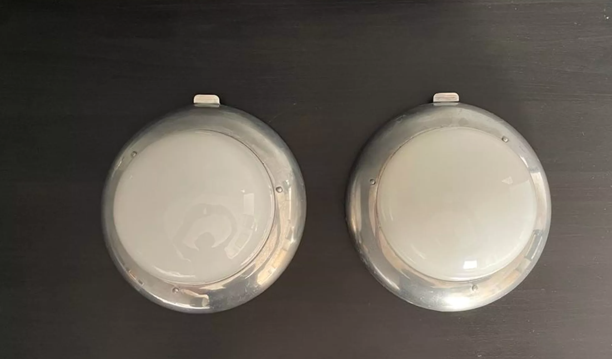 Pair of vintage chrome and opaline wall lamps, Gal Paris 1940