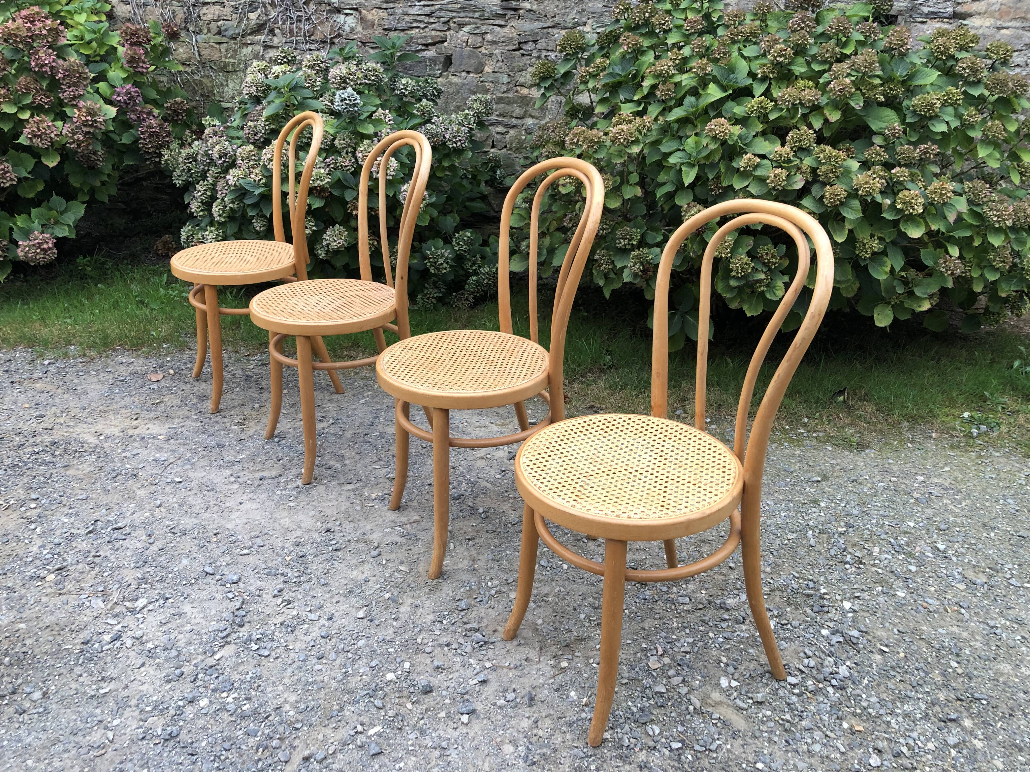 4 chaises bistrot vintage cannées
