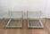 Pair of chrome, gold and silver side tables