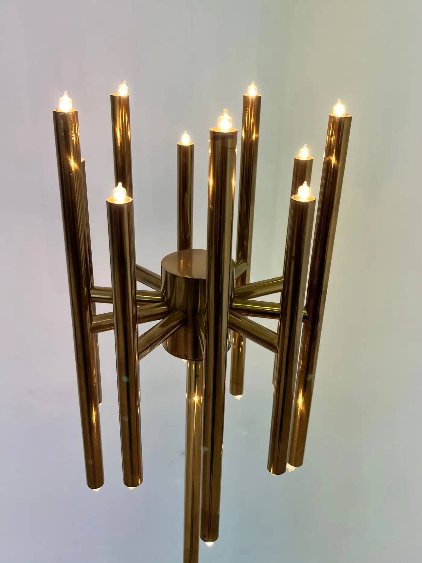 Mid-century design brass floor lamp, 1980s in style of Gaetano Sciolari