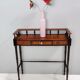Vintage cherrywood and ebonized beech console table with a drawer, italy