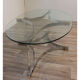 Table basse vintage en verre et métal chromé 1970
