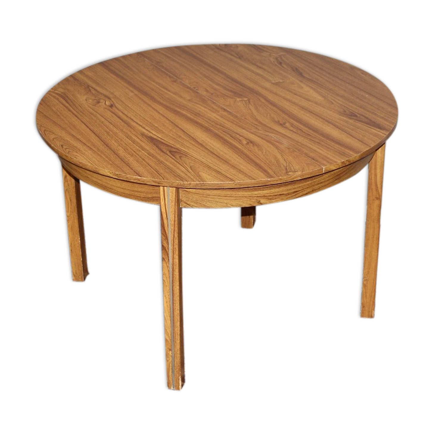 able to eat vintage round in formica imitation teak, with hidden extension, Scandinavian style