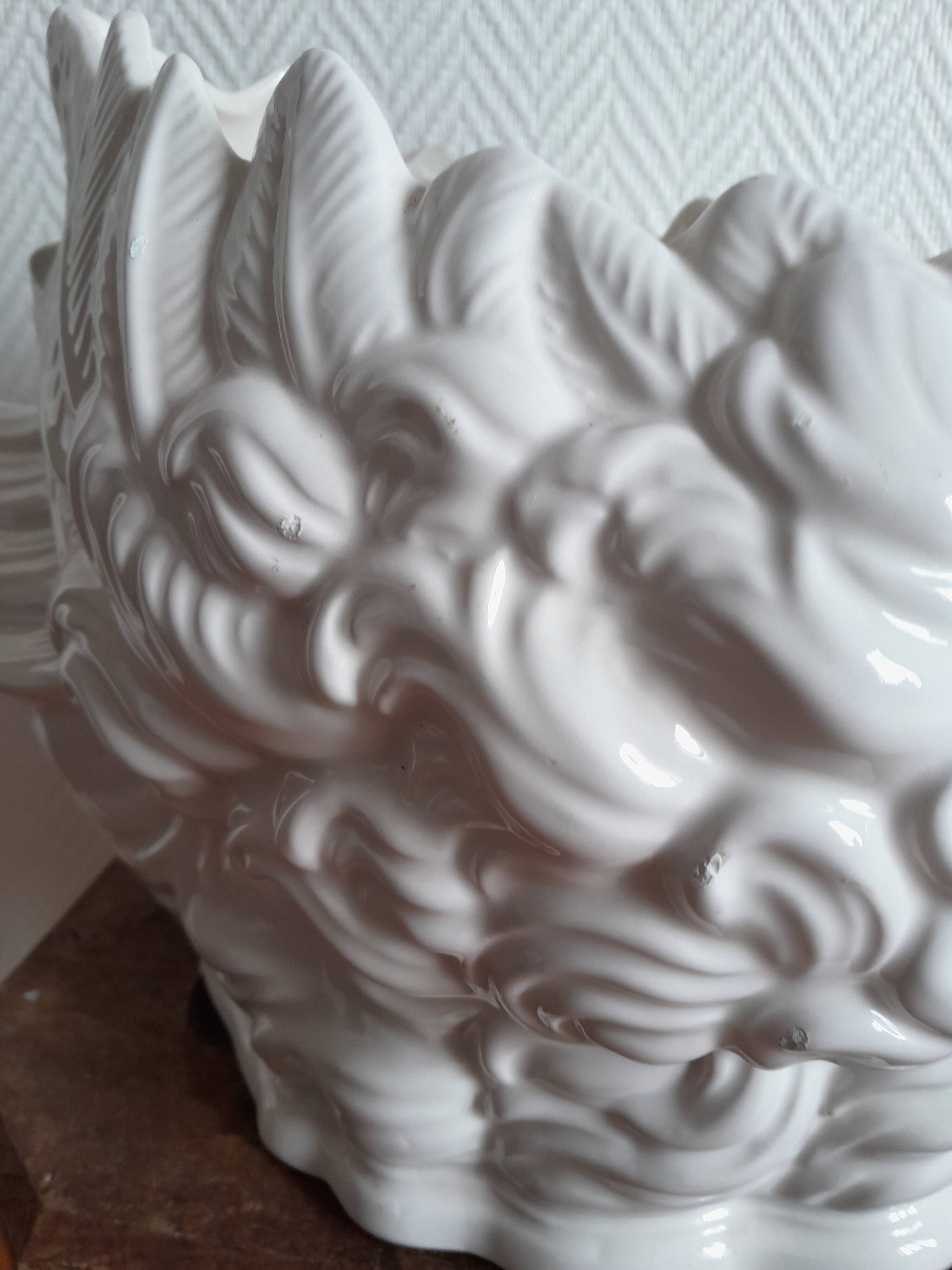 Pair of ceramic swan pot covers 1970