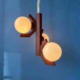 Brown mid-century Bony pendant lamp with opaline glass shades