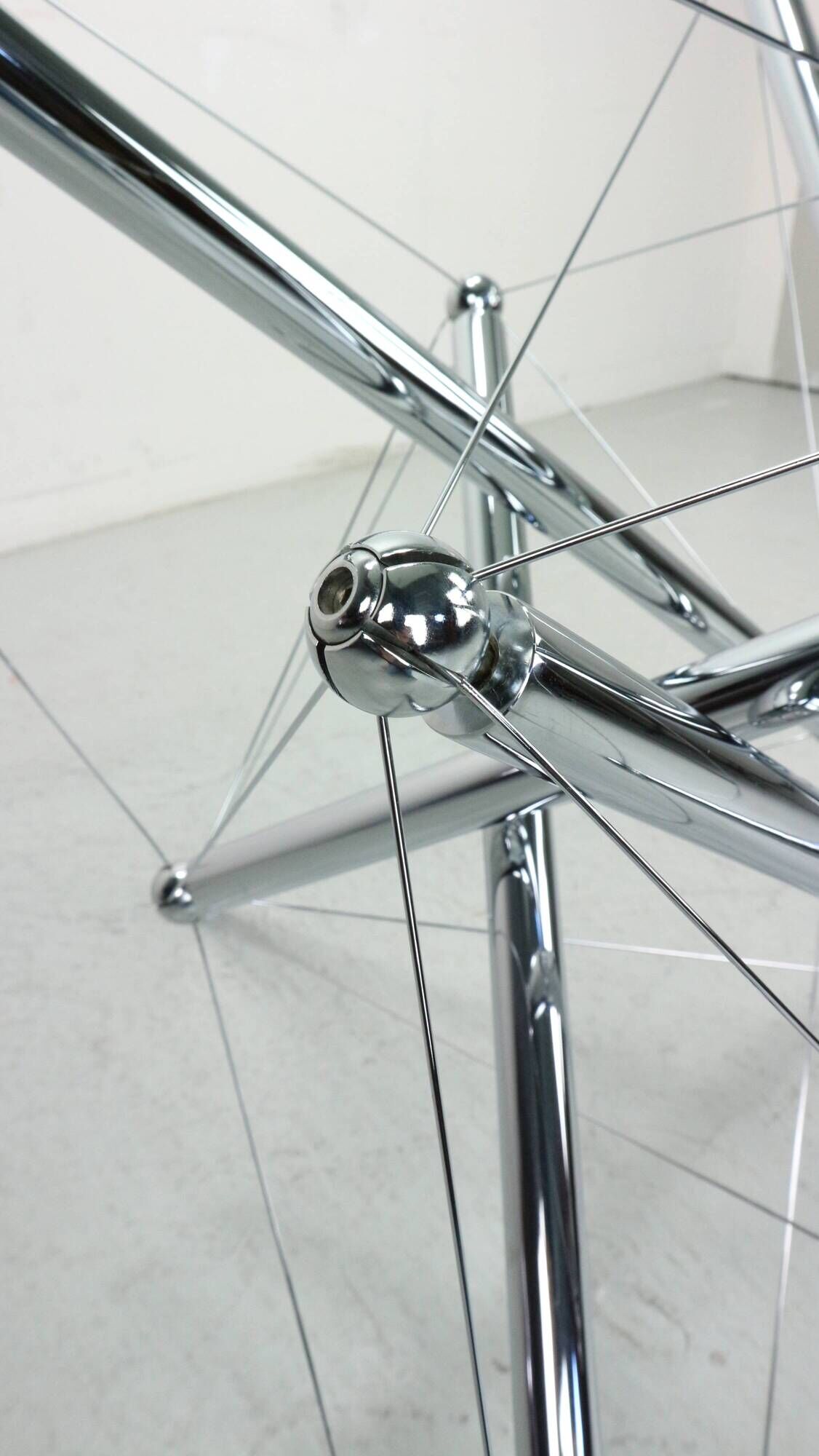Theodore Waddell for Cassina 714 Tensegrity Chromed Steel Dining Table, 1980s