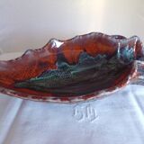 Flat vase Vallauris enamelled ceramic
