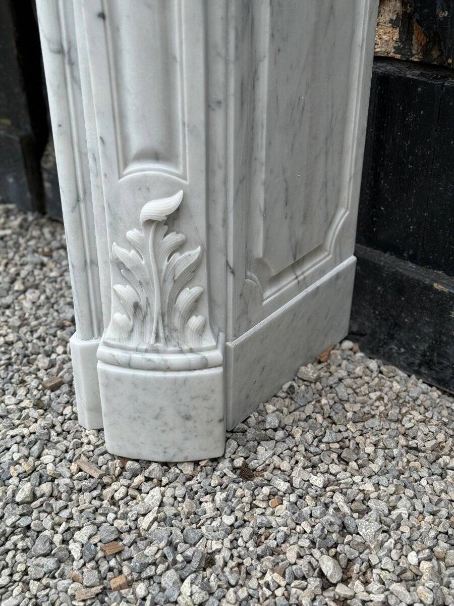 Louis XV Style Fireplace In Carrara Marble, Circa 1880