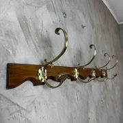 Patère en bois et laiton