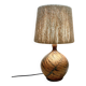 Vintage stoneware lamp by Alain Blanchard, 1970s, fern, rope shade