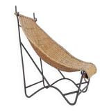 John Risley Style High-back Lounge Chair Solid Iron / Wicker Fran