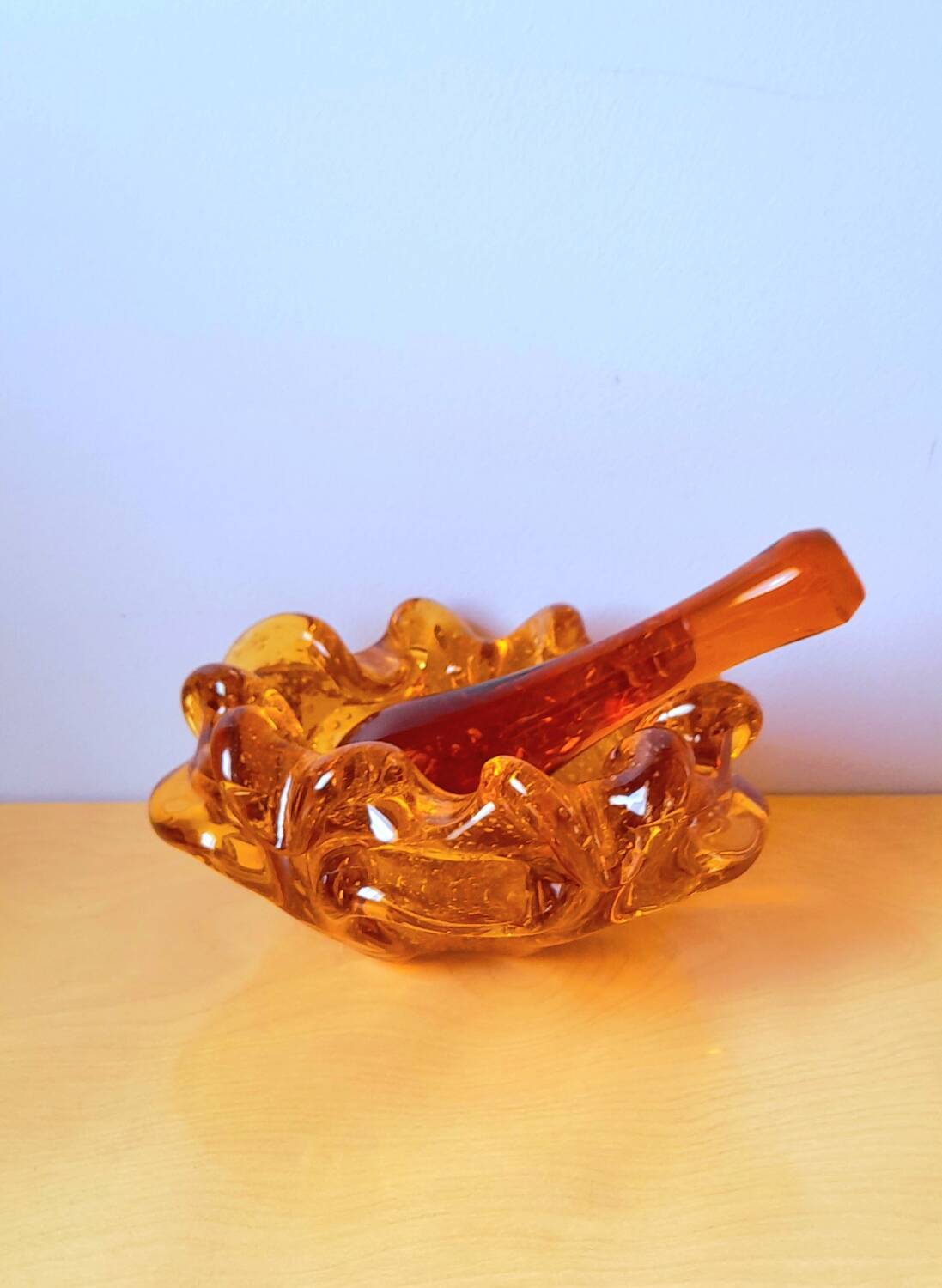 Murano amber glass ashtray 70s