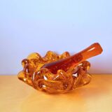 Murano amber glass ashtray 70s