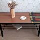 Vintage coffee table in ceramic, wood, and metal.