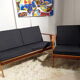 Vintage Scandinavian living room set in light wood