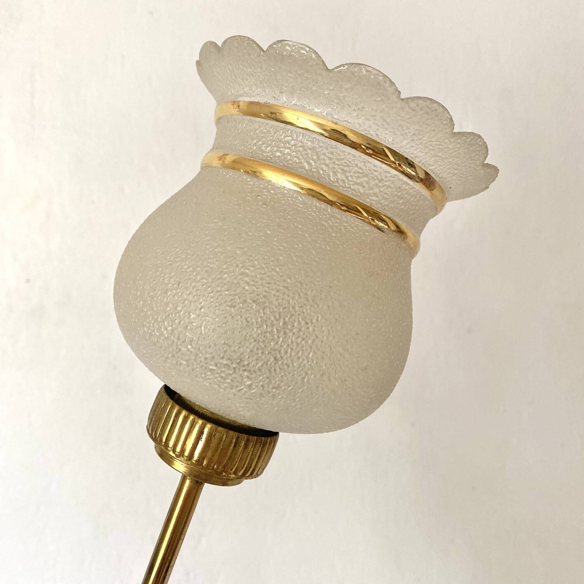 Set of 4 double wall lights in brass and frosted glass