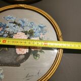 Pairs of flower frames on wood