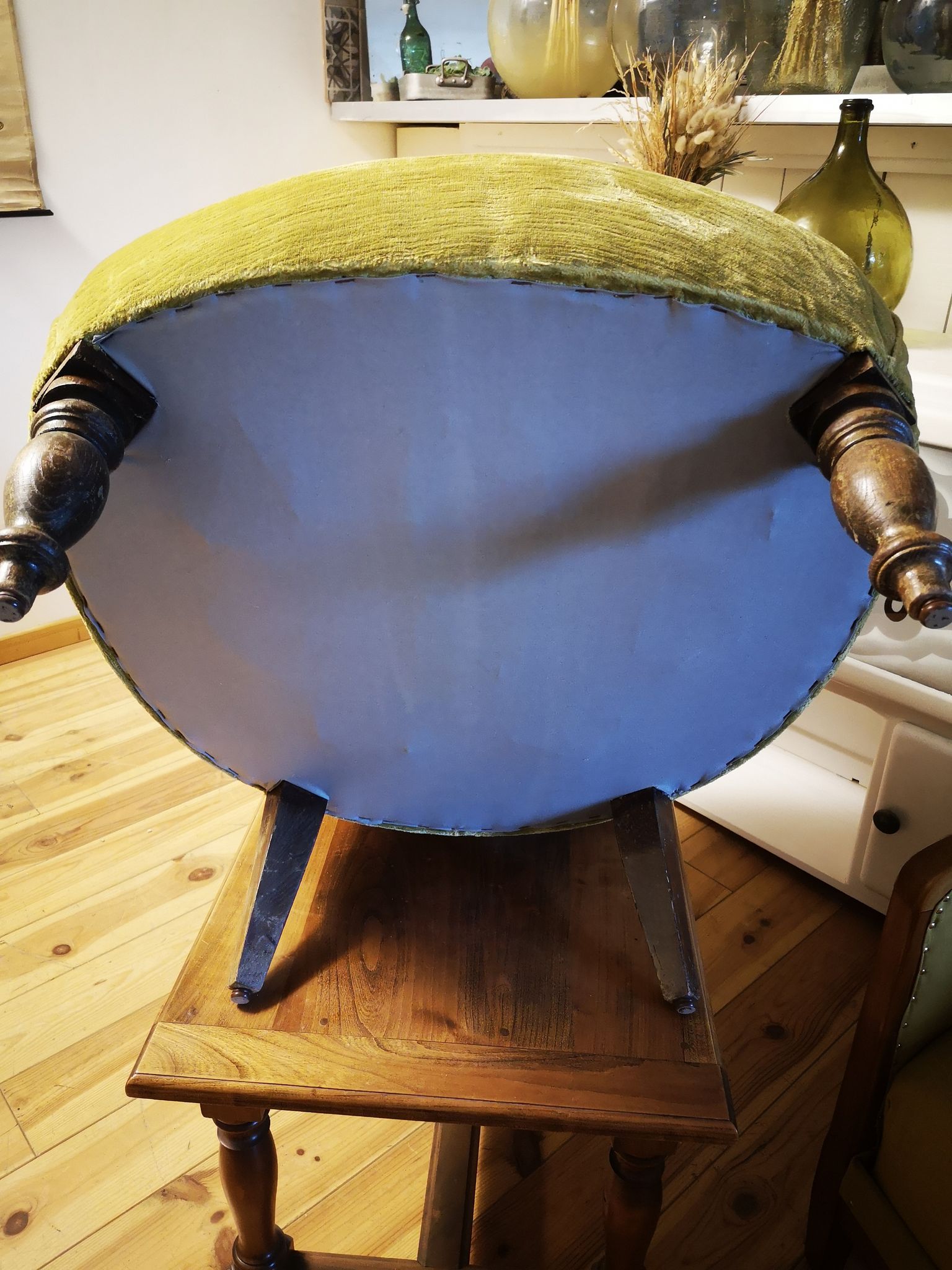 Pair of original tapestry velvet toad armchairs