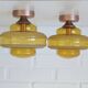 1 of 2 hand blown amber glass ceiling lights / redesign vintage wall lamps
