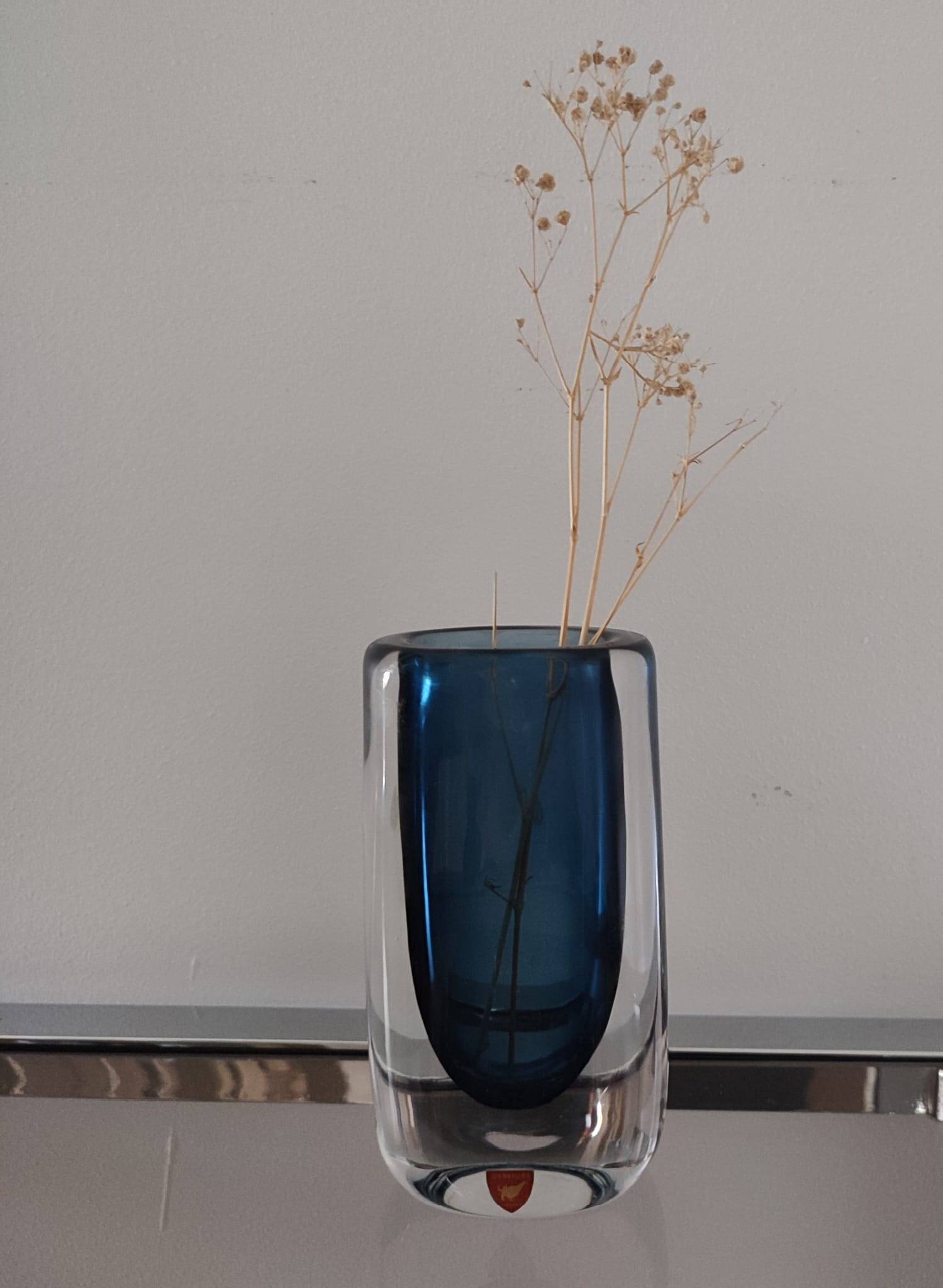 Orrefors Glass vase signed Nils Landberg