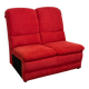 Vintage 2-seater sofa module without armrests in red fabric