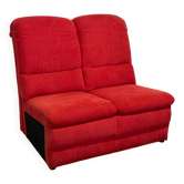 Module de canapé vintage 2 places sans accoudoirs en tissu rouge