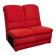 Vintage 2-seater sofa module without armrests in red fabric
