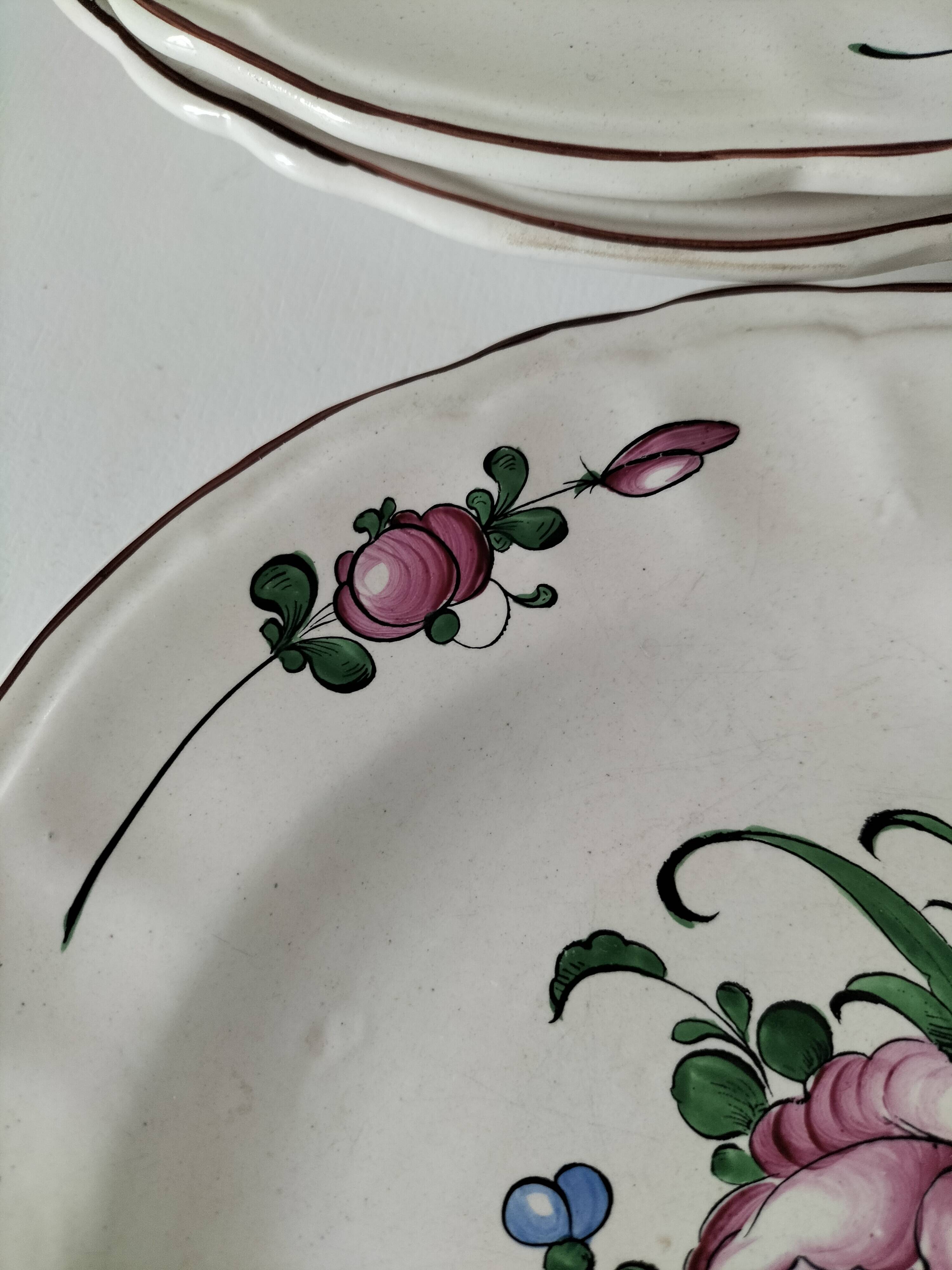 Trio of antique hand-painted plates