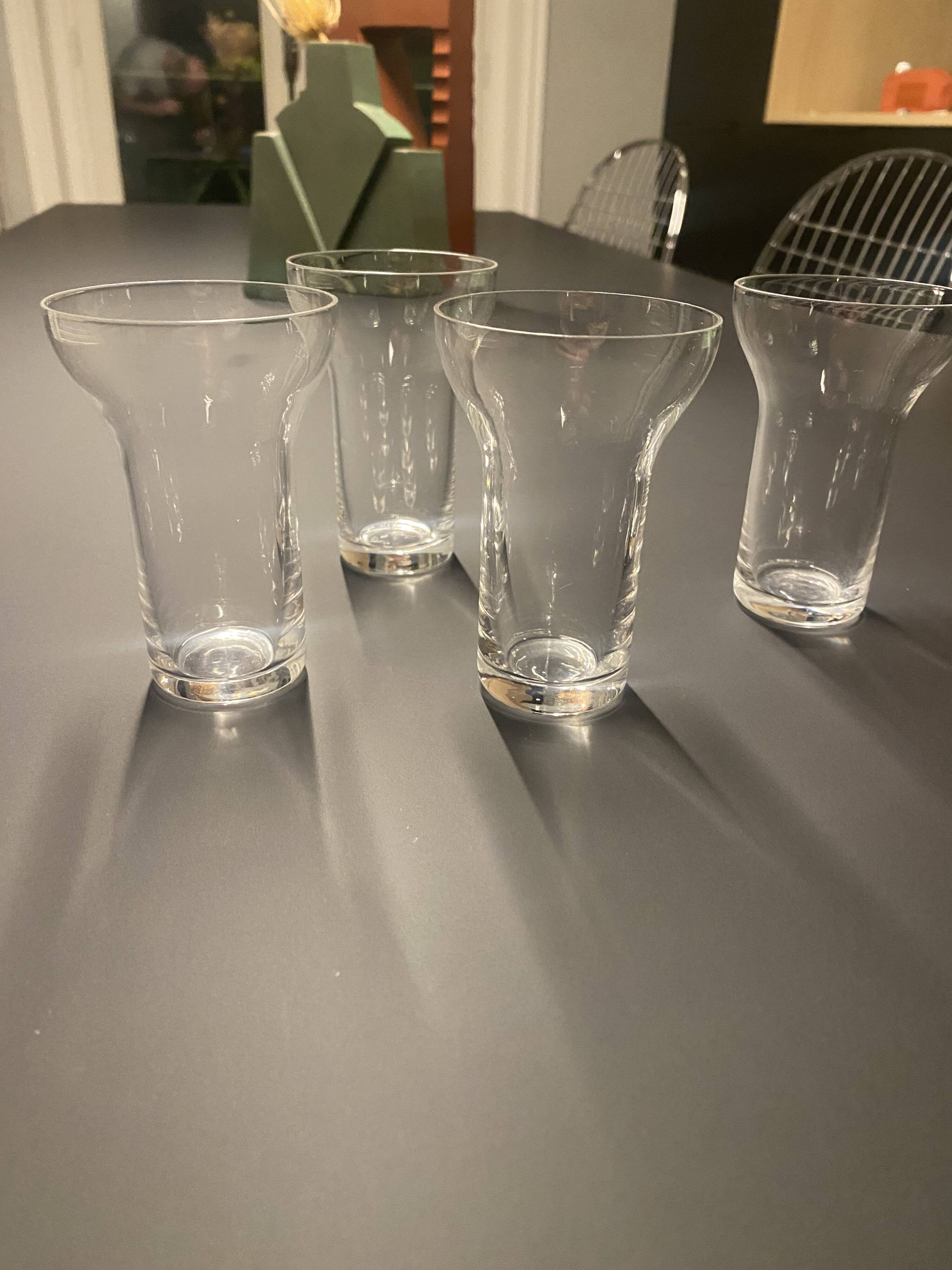 Set of modernist Bulle glasses by Roger Tallon for Daum, 1960s.