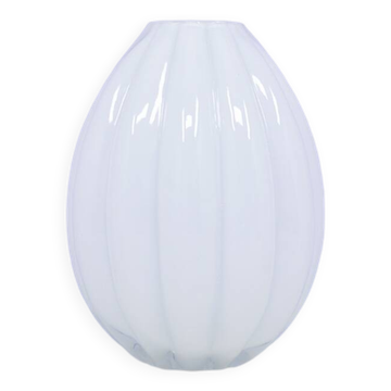vase en verre blanc vintage à bulles