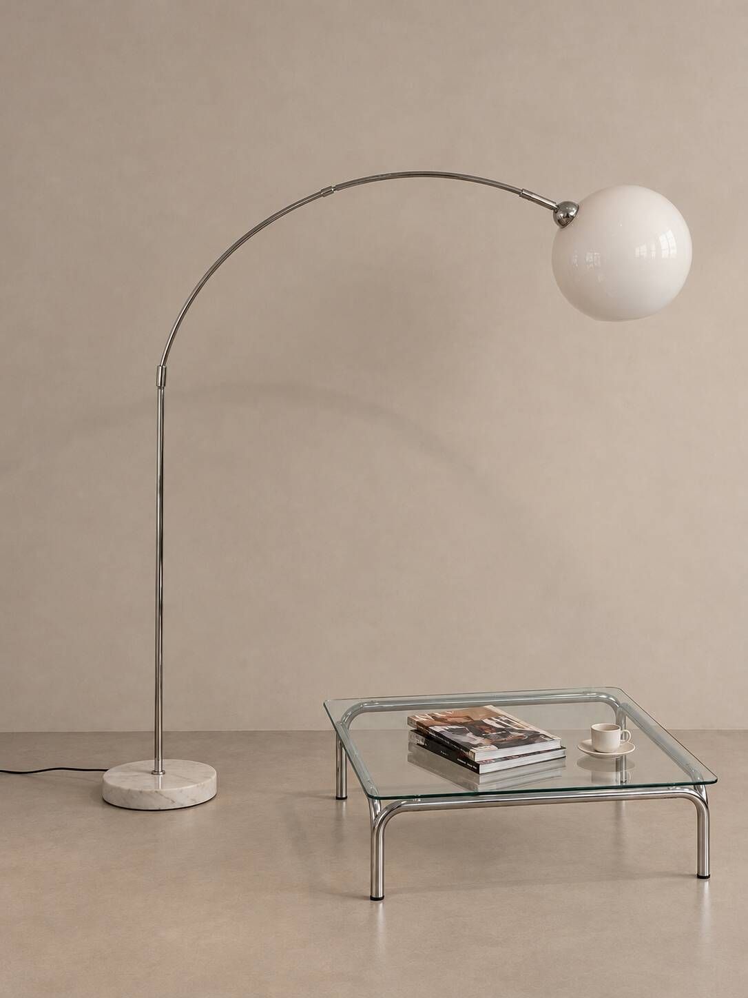 Arc floor lamp with a marble base
