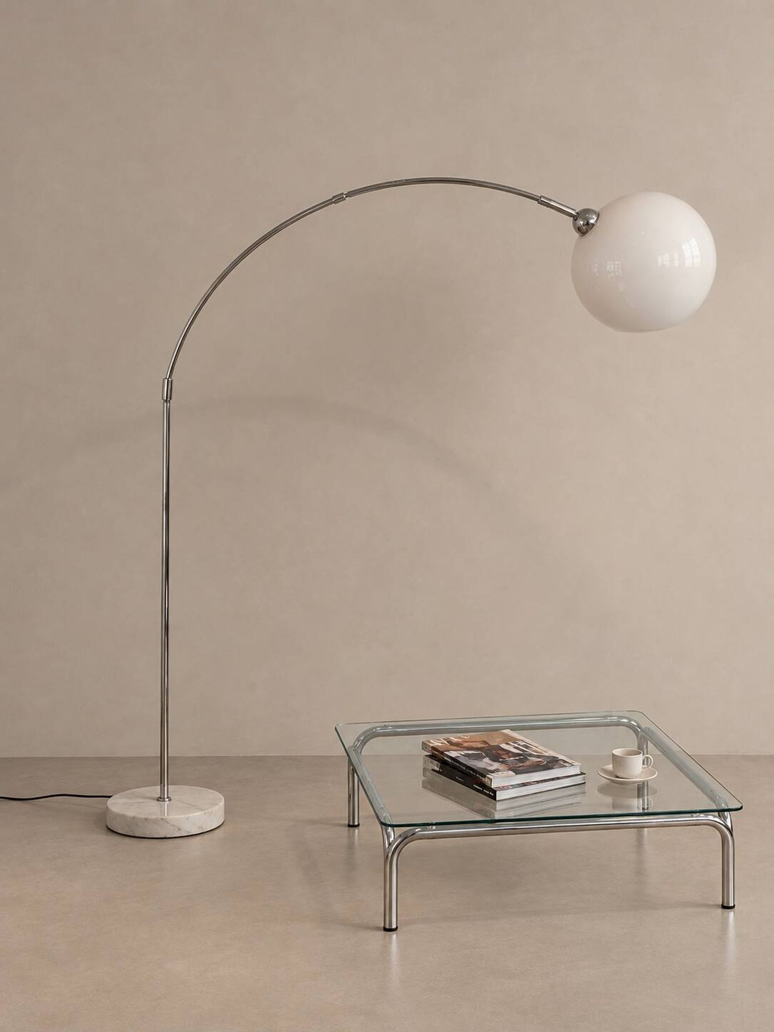 Arc floor lamp with a marble base