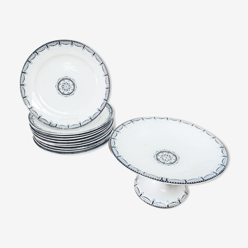 Set de 10 assiettes à dessert avec compotier Onnaing, Perles