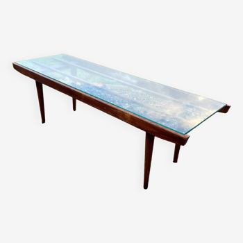 Table Basse avec vitre en Palissandre par hp Hansen