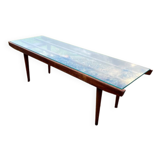 Table Basse avec vitre en Palissandre par hp Hansen